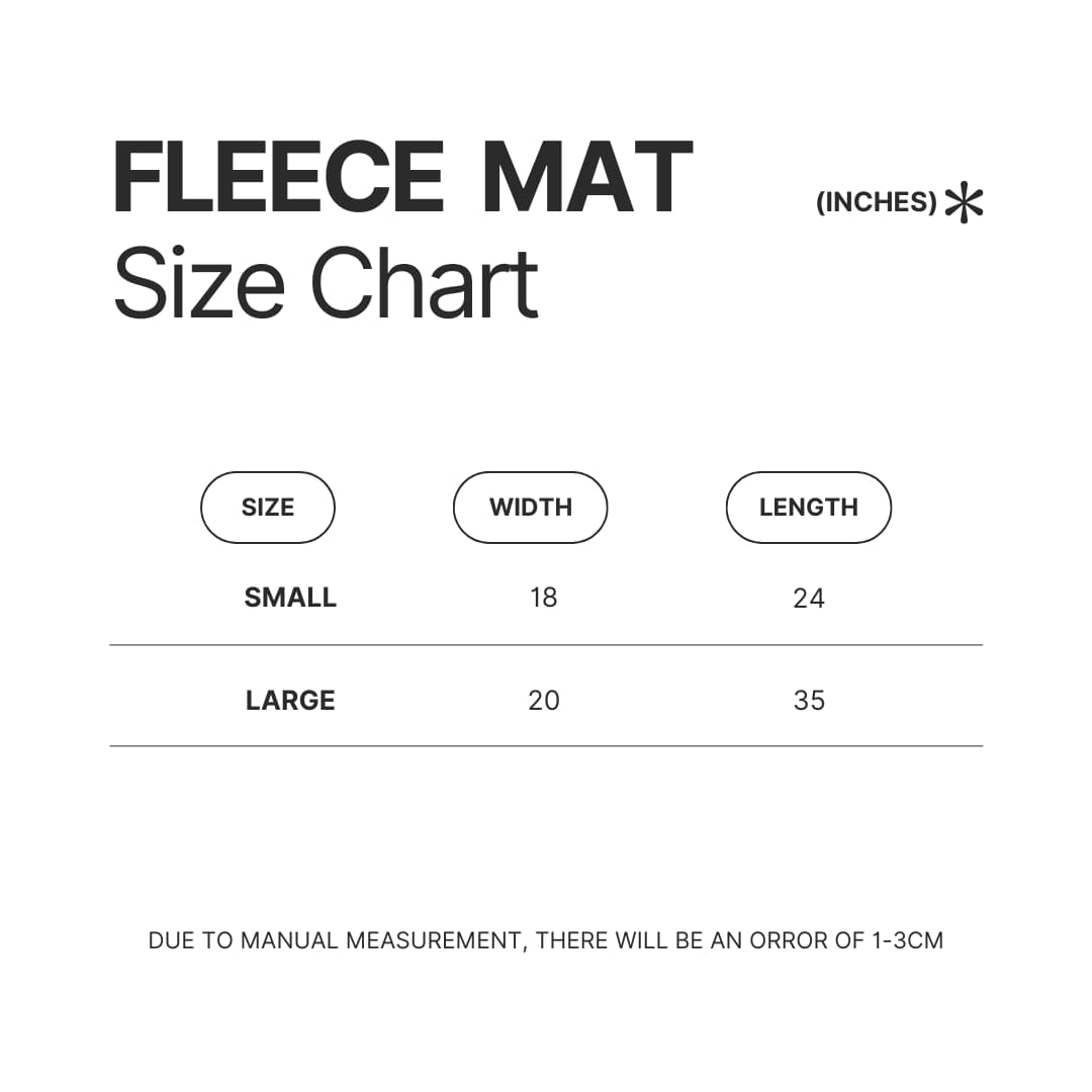Fleece Mat Size Chart - Bob's Burgers Store