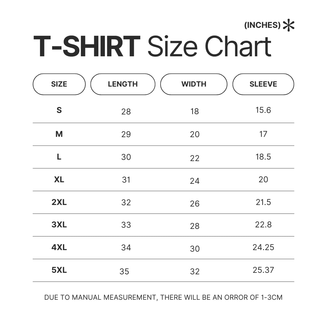 T shirt Size Chart - Bob's Burgers Store
